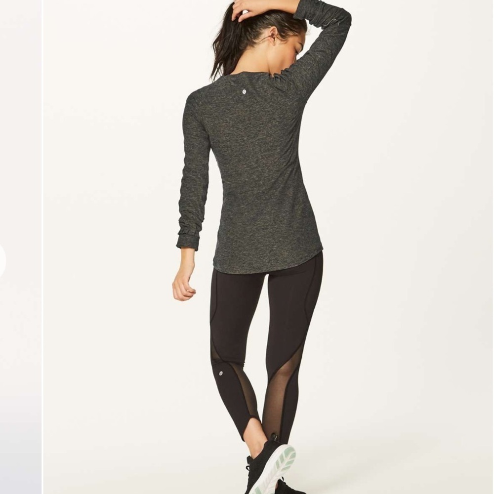 lululemon Extra Mile Long Sleeve Heathered Utilitarian Sz 6